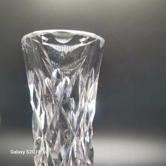 Vintage Royal Brierley Crystal Bud Vase Cut Glass Etched Footed Signed - Picture 8 of 11